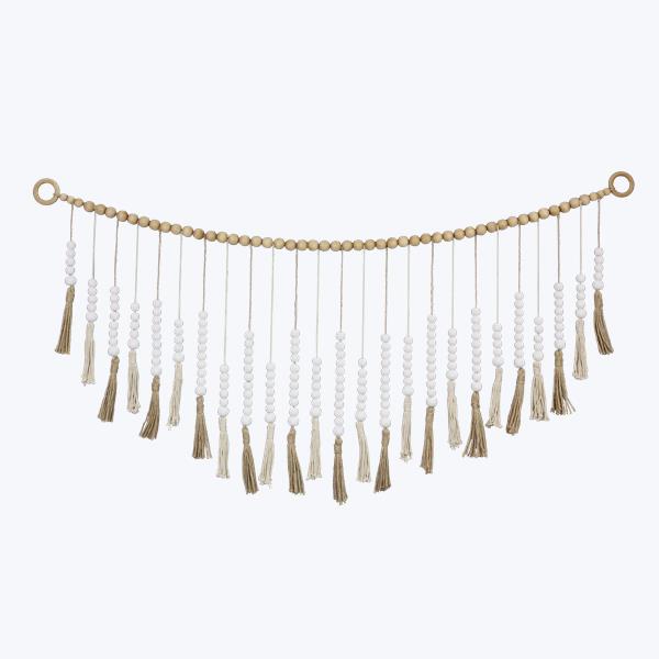 11385 Wood Bead & Tassel Garland - A&B Wholesale Market Inc