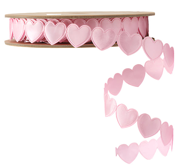 6200-150-16E | 3/4" | Ultra Sonic Trim | Side By Side Hearts | Pink | 10yd