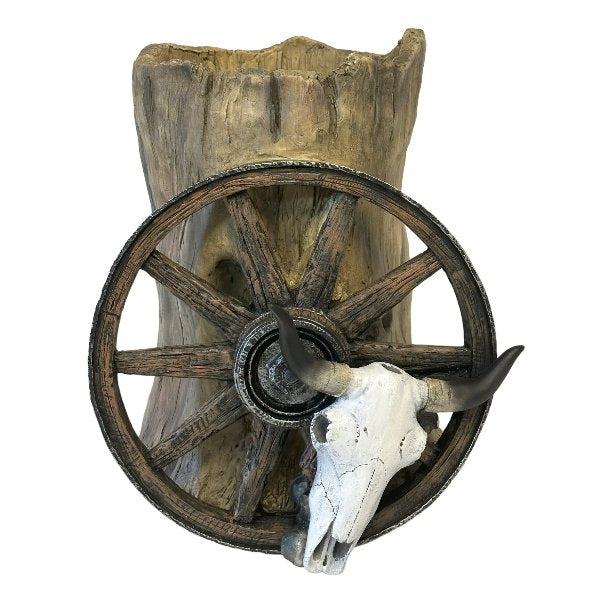 15638 Wagon Wheel Skull Planter - A&B Wholesale Market Inc