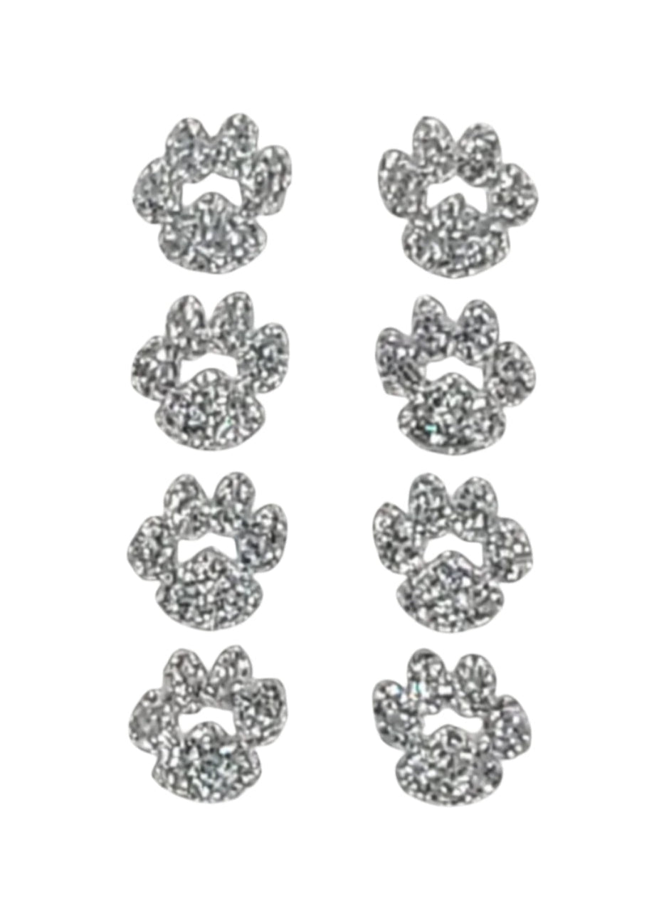 180367 | Mini Paw Print Glitter Sticker | Silver | 8Pcs/Sheet