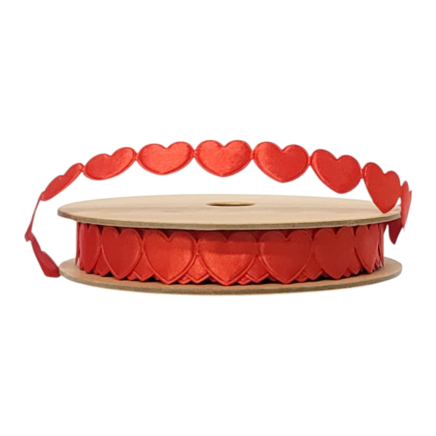 6200-250-16E | 3/4" | Ultra Sonic Trim | Side By Side Hearts | Red | 10yd