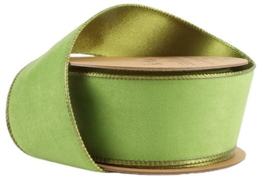 7115W-544-63E | 2.5" | Reversible Classic Velvet Ribbon | Lime/Shimmer Lime | 10yds - A&B Wholesale Market Inc