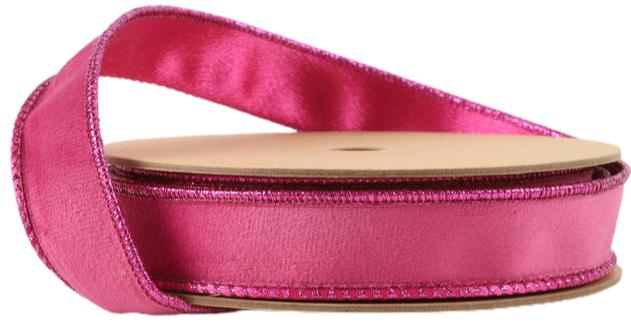 7115W-175-25E | 1" | Reversible Classic Velvet Ribbon | Hot Pink/Shimmer Pink | 10yds - A&B Wholesale Market Inc