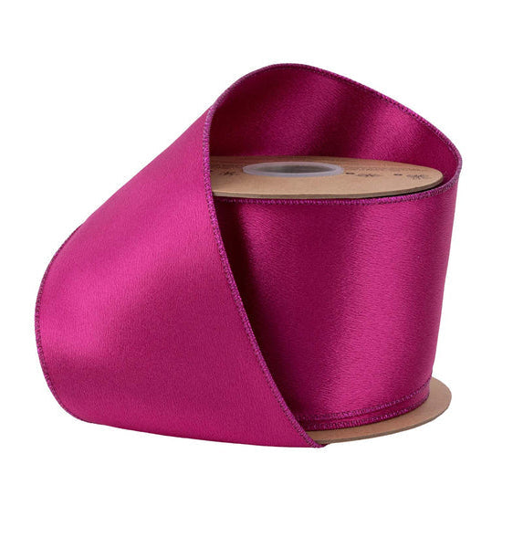 2300W-175-100E | 4" | Shimmer Satin Ribbon | Fuchsia w/Fuchsia Backing | 10yds