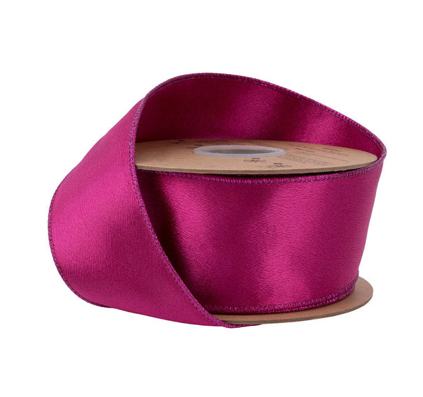2300W-175-63E | 2.5" | Shimmer Satin Ribbon | Fuchsia w/Fuchsia Backing | 10yds