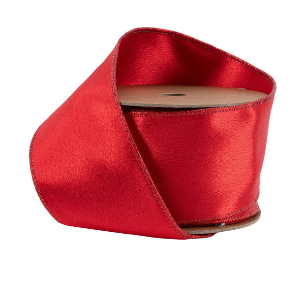 2300W-250-63E | 2.5" | Shimmer Satin Ribbon | Red w/Red Backing | 10yds