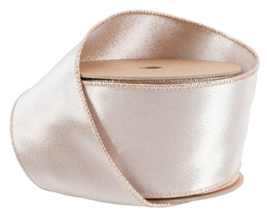 2300W-811-63E | 2.5" | Shimmer Satin Ribbon | Champagne w/Champagne Backing | 10yds
