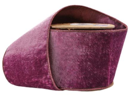 7049W-473-100C | 4" | Wired Premium Velvet Ribbon | Purple w/ Purple Metallic Dupioni Backing | 5yds