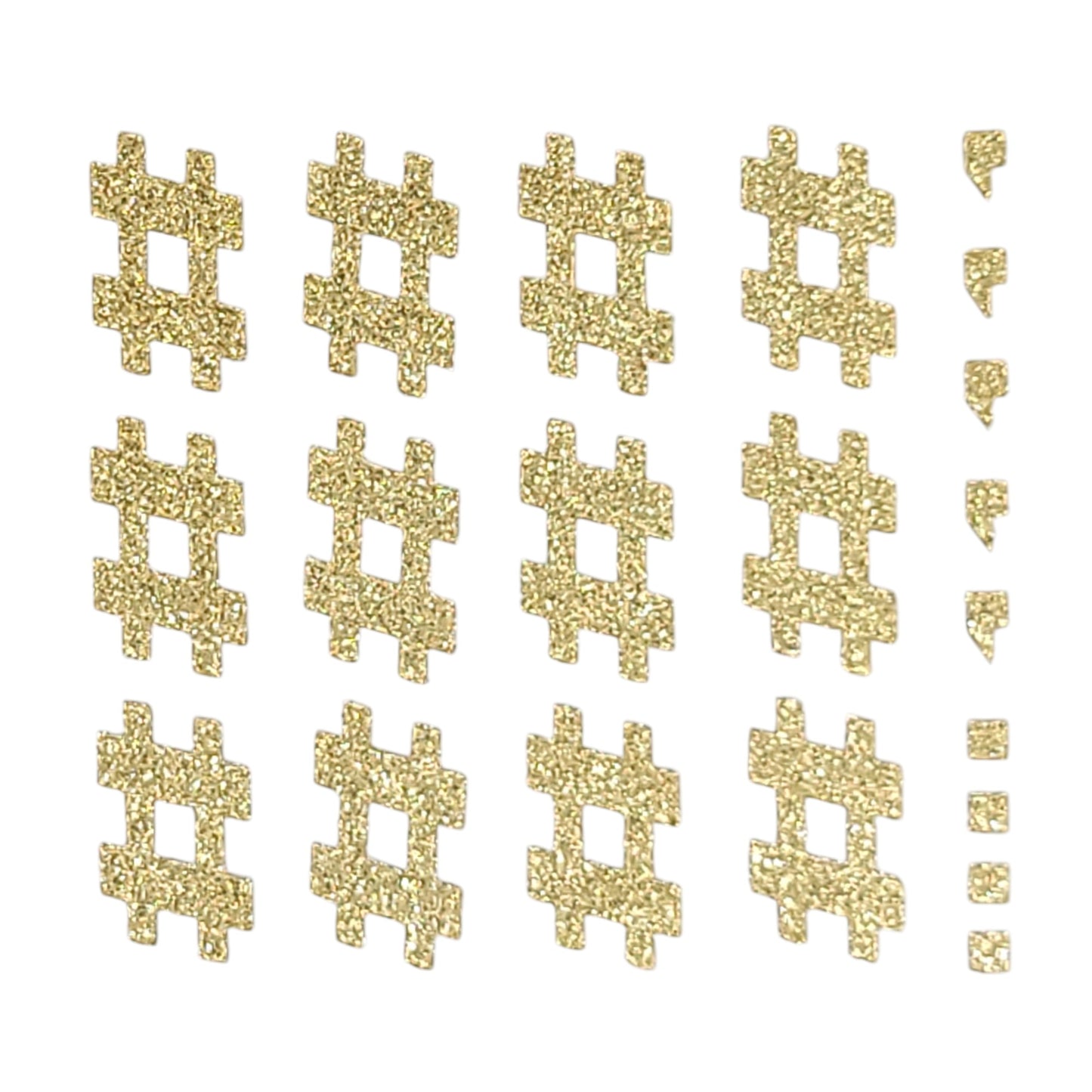 400732 | 1.5" | # Glitter Sticker | Soft Gold | 12 Per Sheet