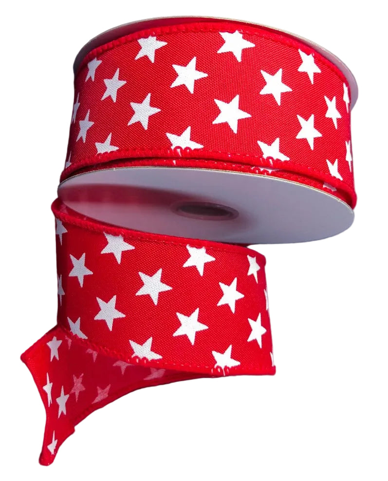 41223-09-12 | 1.5" | RED SATIN/WHITE STARS | 10YDS