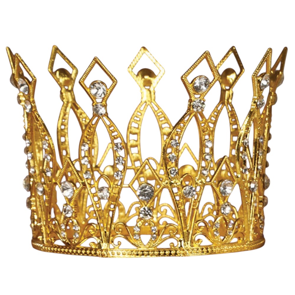 4993-Gold | 5.15"D | Alloy Crown W/Rhinestones | Gold - A&B Wholesale Market Inc