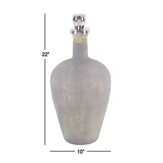 53769 | GRAY GLASS DECORATIVE JARS W/STOPPERED TOP