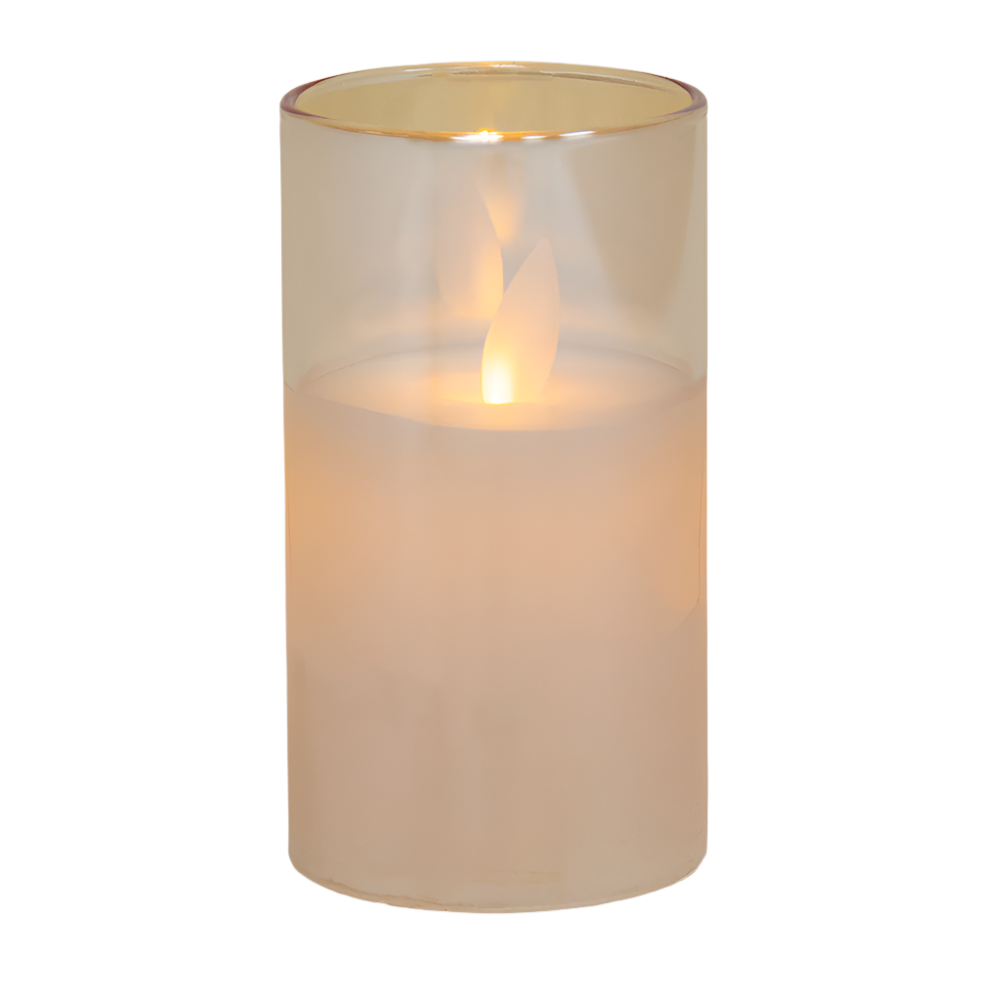 5853-AMBER | 2"Dia x 4"H | AMBER LED GLASS CANDLES
