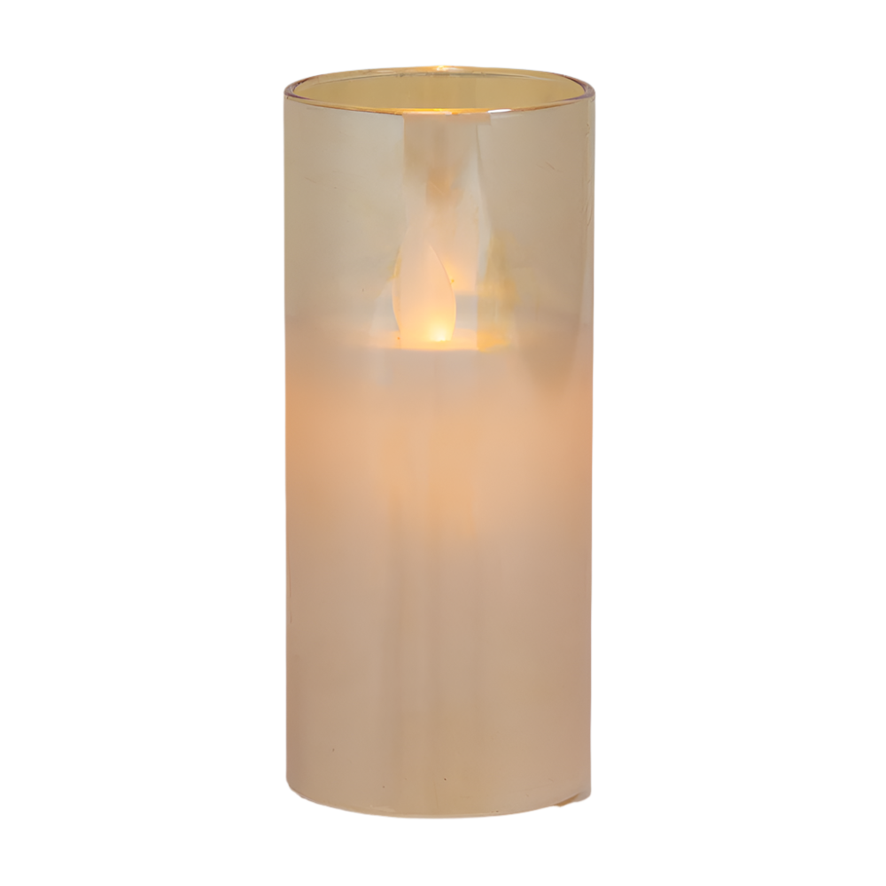 5854-AMBER | 2"Dia x 5"H | AMBER LED GLASS CANDLE