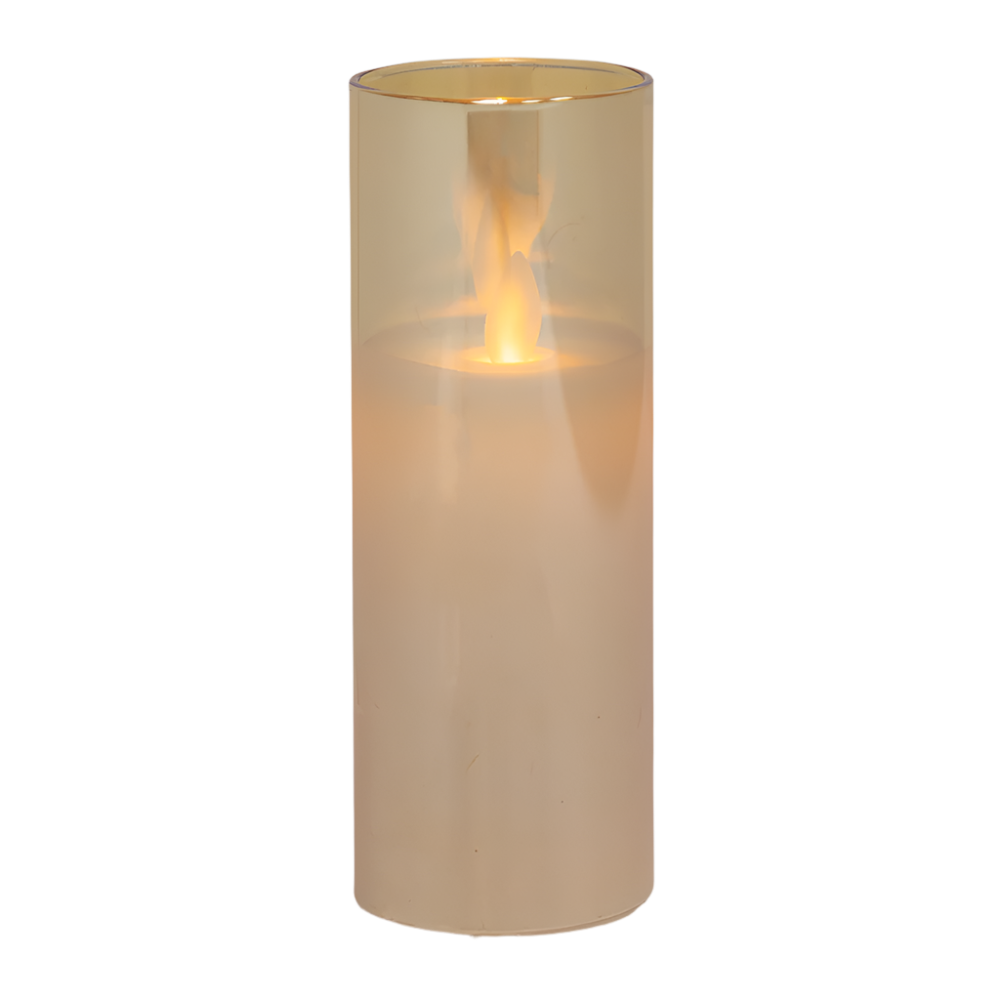 5855-AMBER | 2"Dia x 6"H | AMBER LED GLASS CANDLE