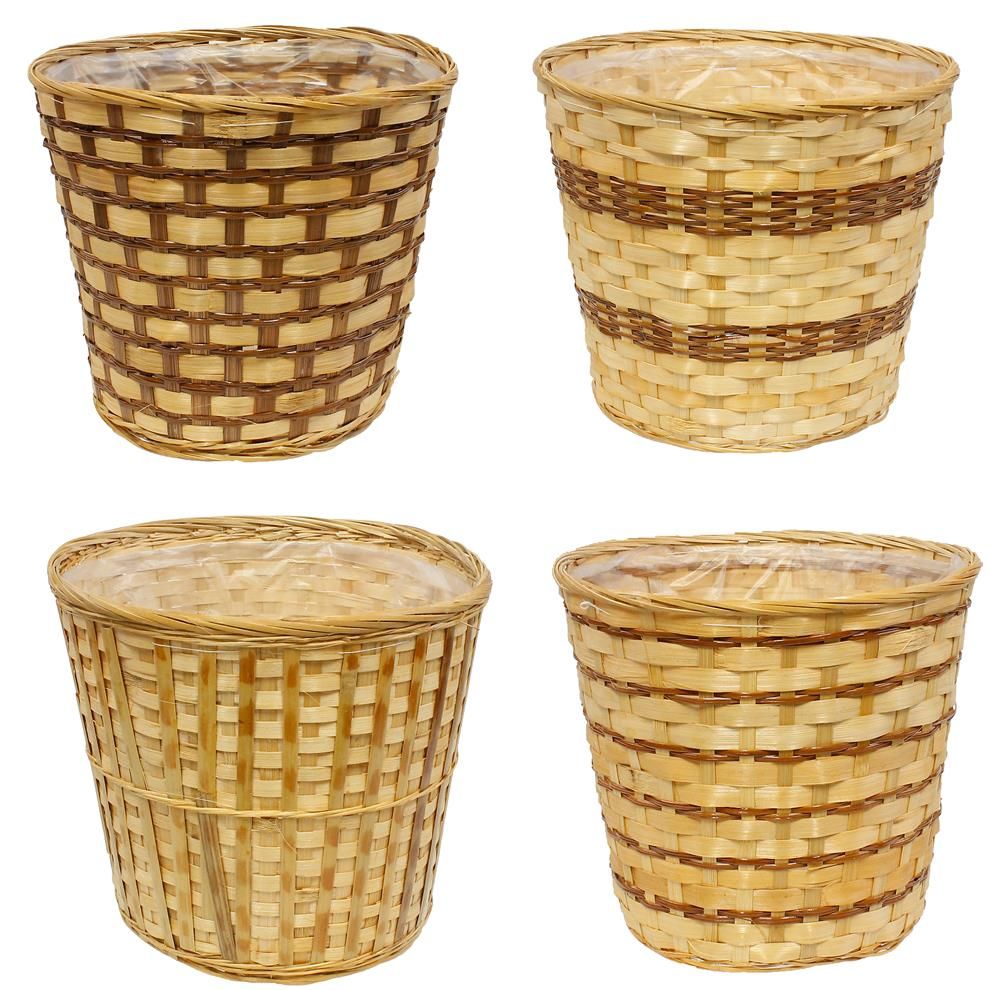 KP5079 | 10" | Bamboo/Fern Pot Cover | 4 Asst. Styles | 1 Ea.