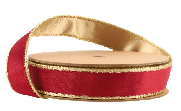 7115W-277-25E | 1" | Reversible Classic Velvet Ribbon | Burgundy/Gold | 10yds - A&B Wholesale Market Inc