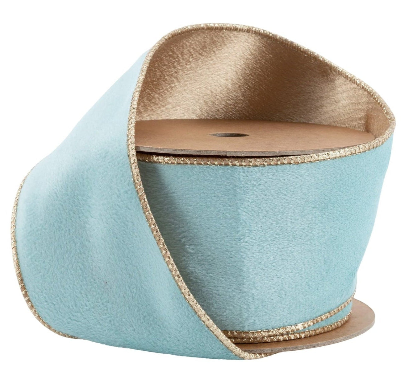 7115W-314-63E | 2.5" | Reversible Classic Velvet Ribbon | Aqua/Gold | 10yds