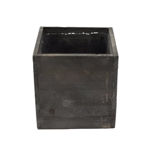 7942GY | 6" | Cube Wood Planter | Grey
