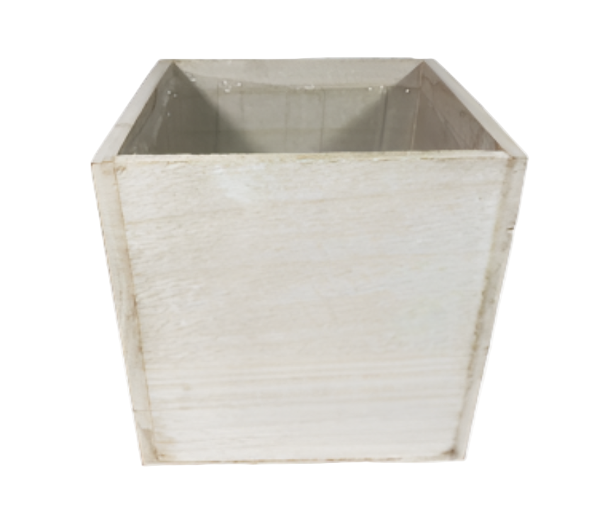 7942WH | 6" | Cube Wood Planter | White - A&B Wholesale Market Inc