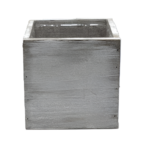 7943GY | 4.75"L | Wood Cube Planter | Grey - A&B Wholesale Market Inc