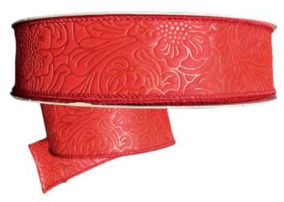 984209-12C | 1.5" | FLOWER EMBOSSED | RED | WATER RESISTANT | 50YDS