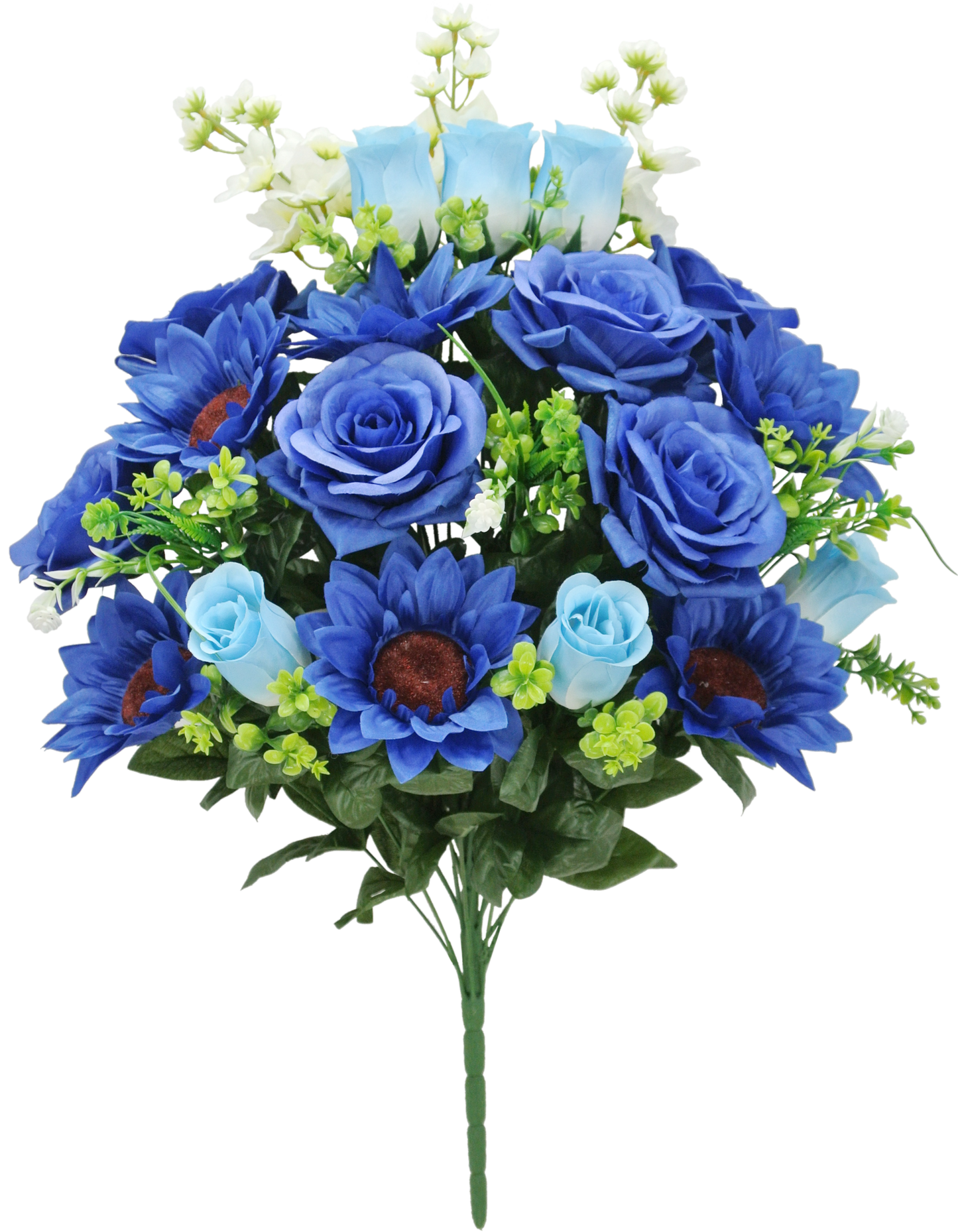 84127-BLCR | 26" | Rose Sunflower Bush x24 | Blue/Cream - A&B Wholesale Market Inc