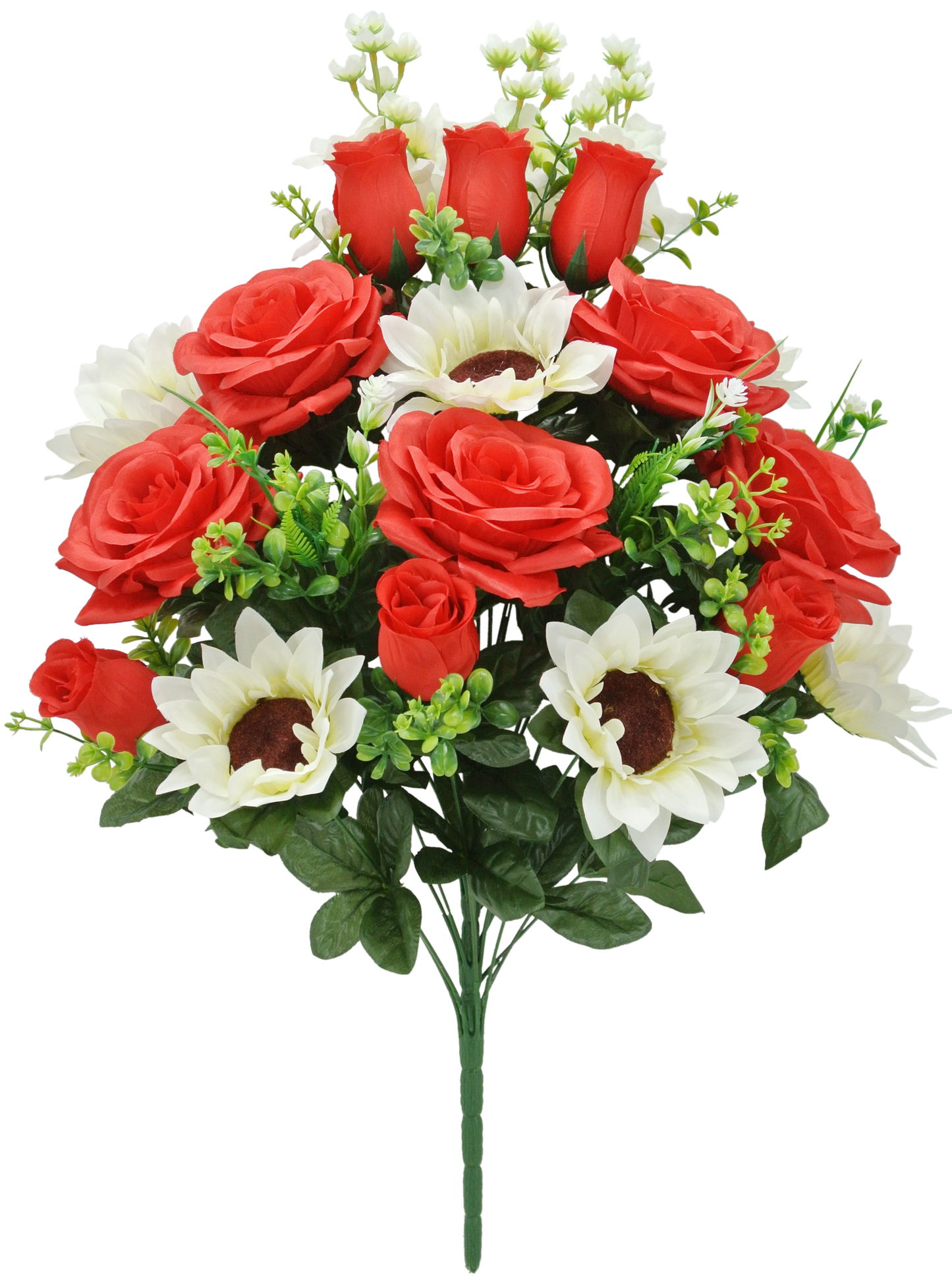 84127-RDWT | 26" | Rose Sunflower Bush X24 | Red/White - A&B Wholesale Market Inc