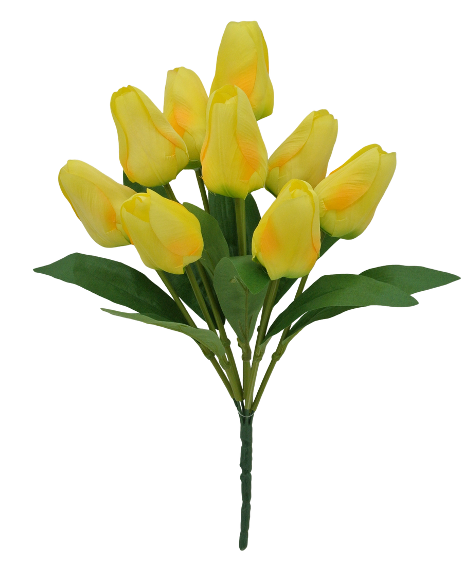 84888-YEL | 18" | TULIP BUSH X9 | YELLOW - A&B Wholesale Market Inc