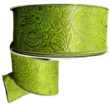 984240-08C | 2.5" | Flower Embossed | Moss Green | WATER RESISTANT | 50yds - A&B Wholesale Market Inc