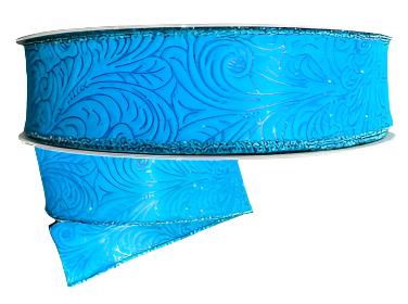 984209-39C | 1.5" | FLOWER EMBOSSED | TURQUOISE | WATER RESISTANT | 50YDS - A&B Wholesale Market Inc