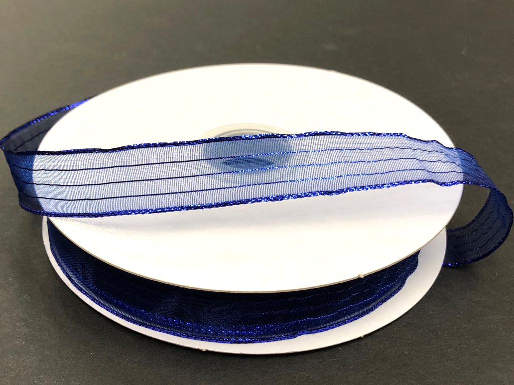931103-29 | 5/8" | METALLIC PINSTRIPE | NAVY SHEER/BLUE | 50YD