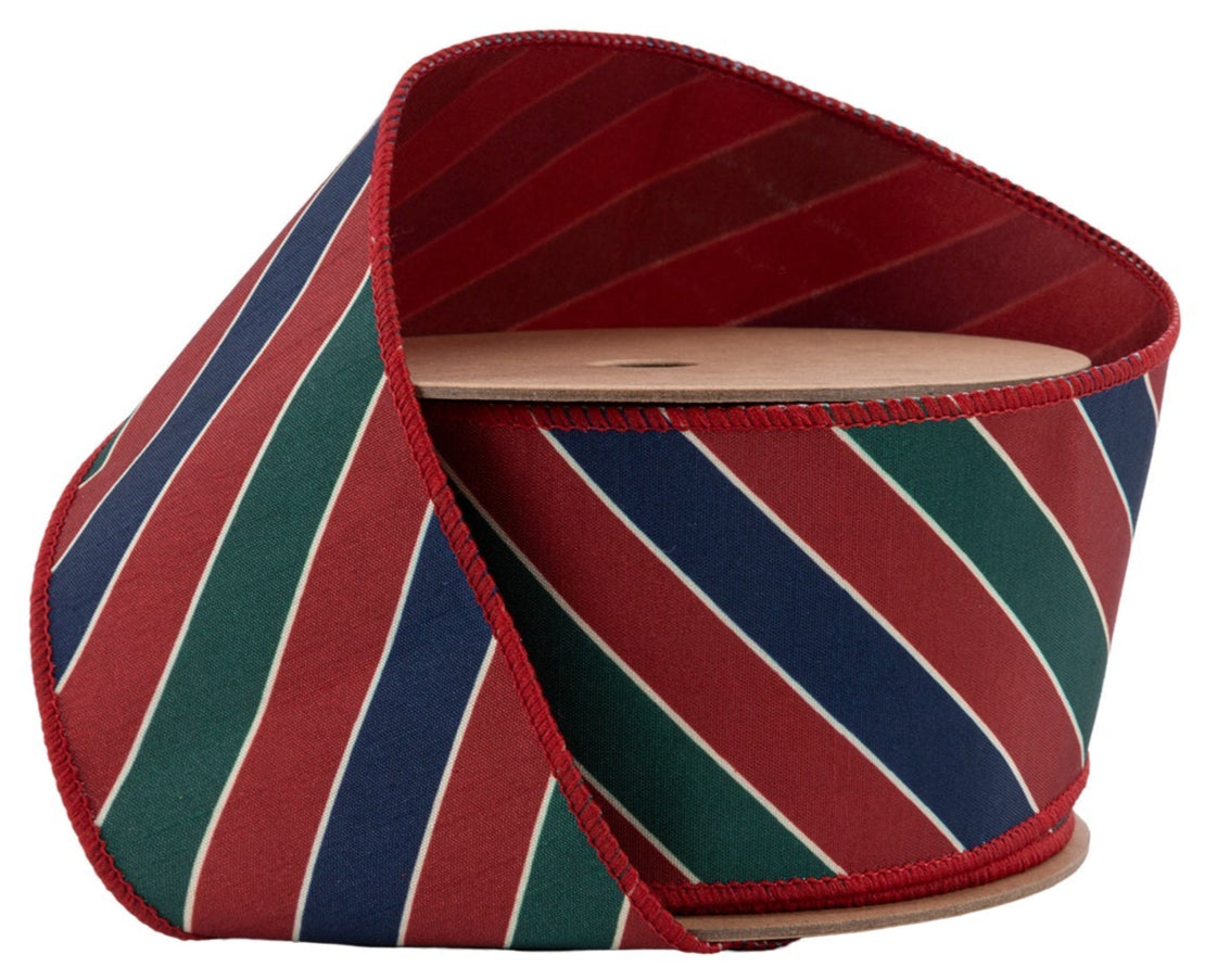 9651W-039-63E | 2.5" | Green Stripes on Red w/Red Back | 10yds