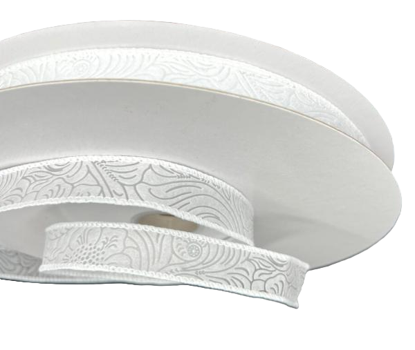 984205-01C | 7/8" | WHITE | FLOWER EMBOSSED | WATER RESISTANT | 50YD - A&B Wholesale Market Inc