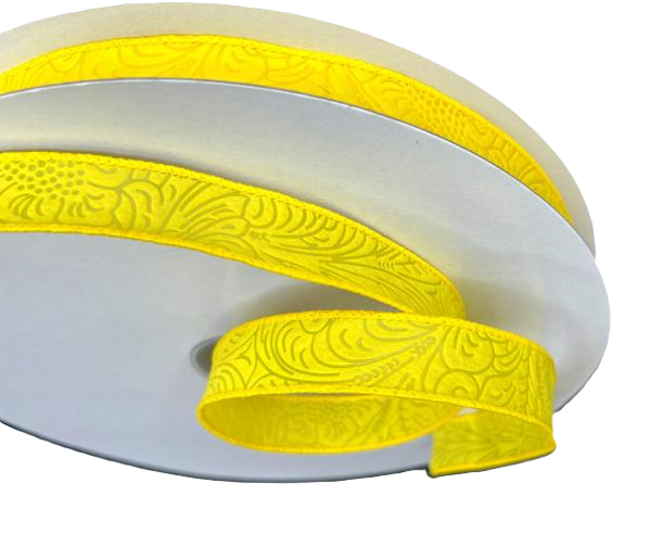 984205-22C | 7/8" | Flower Embossed | Daffodil | WATER RESISTANT | 50yds - A&B Wholesale Market Inc