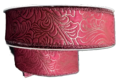 984209-10C | 1.5" | FLOWER EMBOSSED | WATER RESISTANT | BURGUNDY | 50YDS