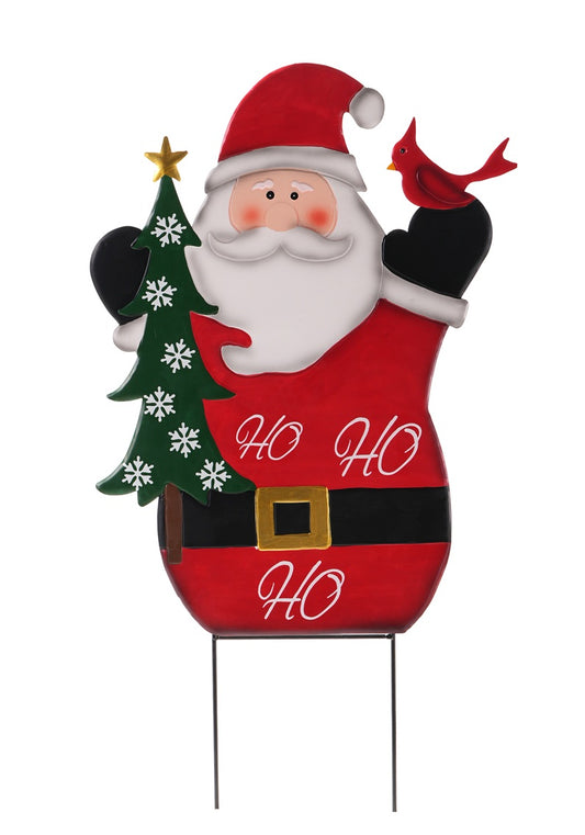 C25523 | Metal Santa/Snowman w/Bird Stake | 2 Asst