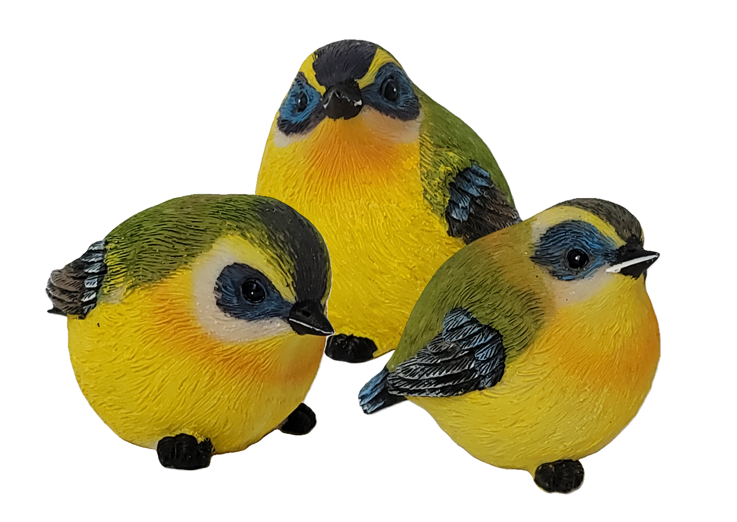 E22264 | Resin Yellow/Black Round Bird| 4 Assorted - A&B Wholesale Market Inc