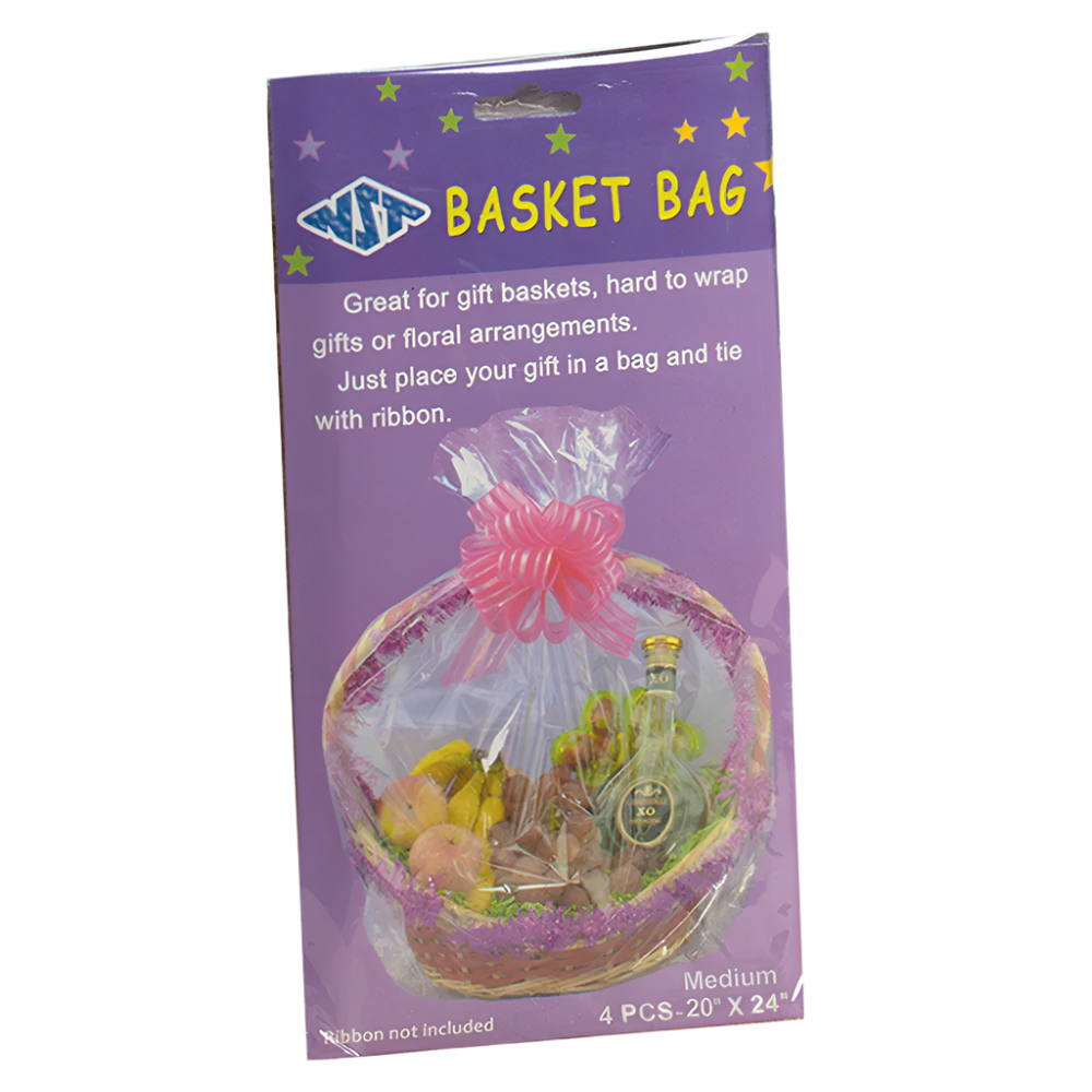 1252-Clear | Medium Basket Bags | 4Pcs/Pcs - A&B Wholesale Market Inc