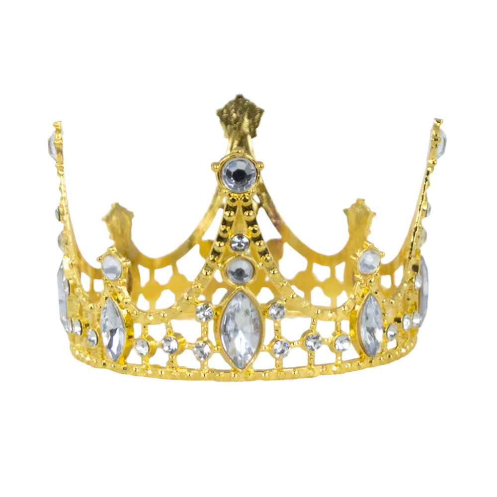 4660-GOLD | 3.75"D | ALLOY CROWN W/RHINESTONES | GOLD
