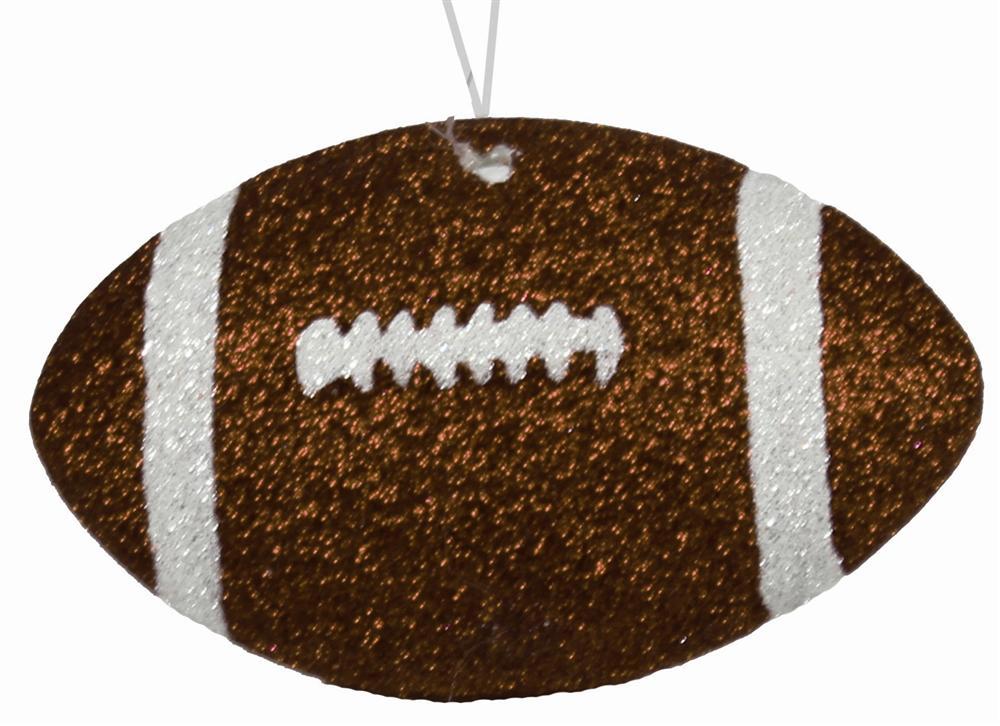 MS120004 | 4.5"L x 2.75"Dia | Glitter Football Ornament | Brown/White