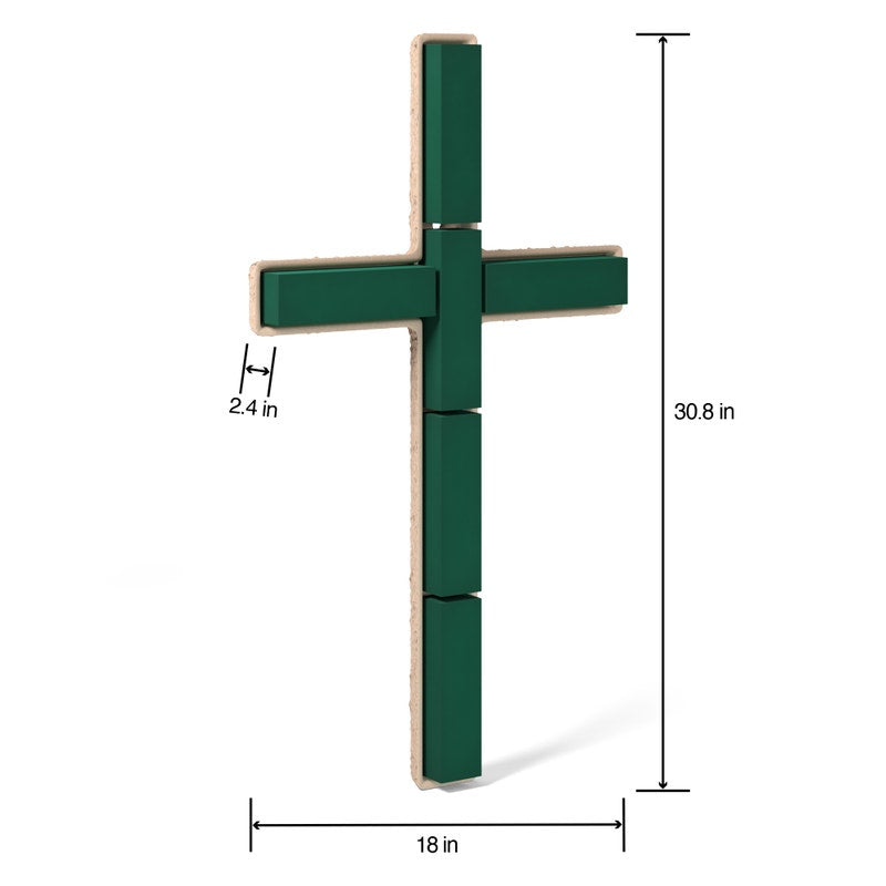 PMWFCR30S1/4 | 30.8"x18"x2.4" | WET FOAM PAPER MACHE CROSS | GREEN