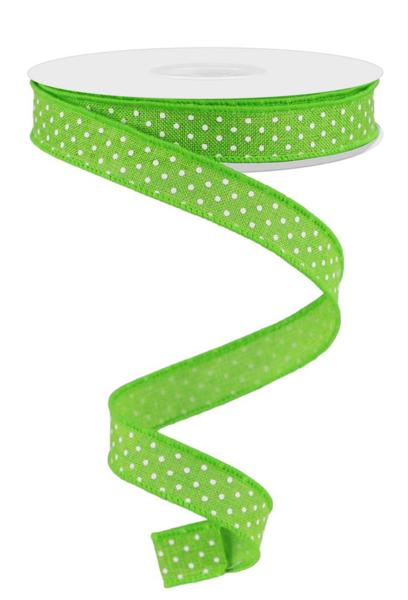 RGE177633 | 5/8" | Raised Swiss Dots On Royal | Lime Green/White | 10yd - A&B Wholesale Market Inc