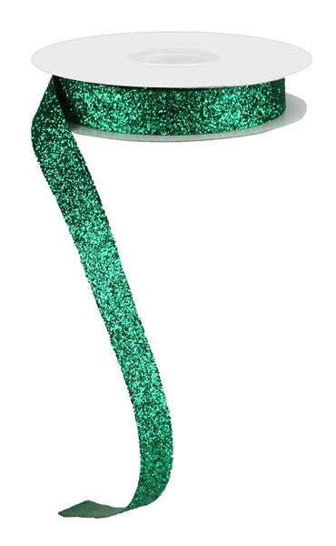 RJ203406 | 5/8" | Glitter On Metallic | Emerald | Hot Cut | 25yd
