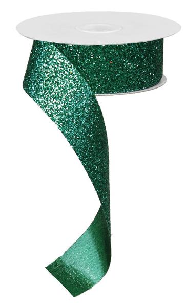 RJ403406 | 1.5" | Glitter On Metallic | Hot Cut | Emerald | 25yd