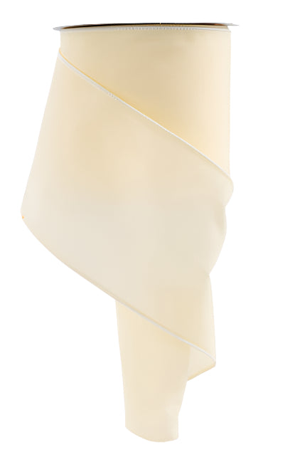 RL19441T | 4" | Indoor Velvet Ribbon | Cream | 10yd