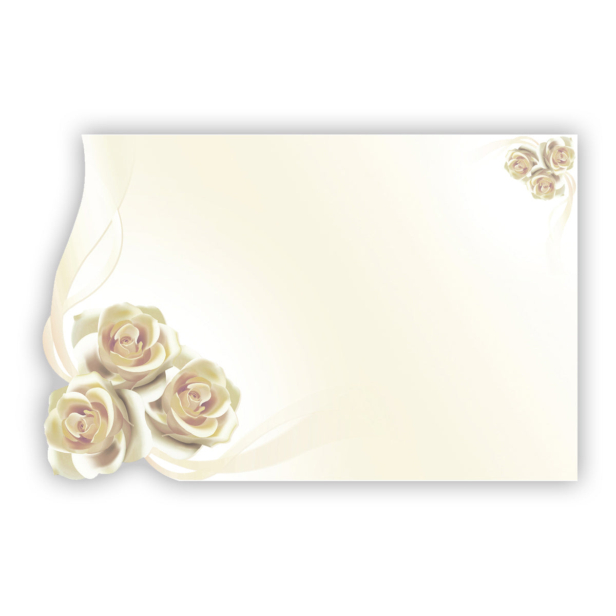 SP0496 | NO SENTIMENT | White Roses in Corner | 50Cards/Pkg
