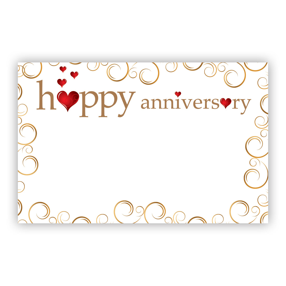 SP0583 | ANNIVERSARY | "Happy Anniversary" | Golden swirls & Red Hearts | 50Cards/Pkg
