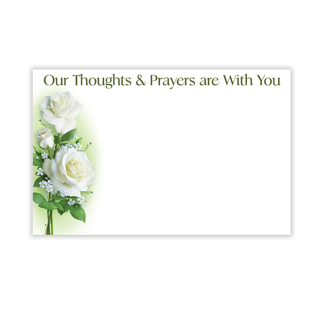 SP0663 | SYMPATHY | "Our thoughts & prayers are with you" | 2 White Roses | 50Cards/Pkg