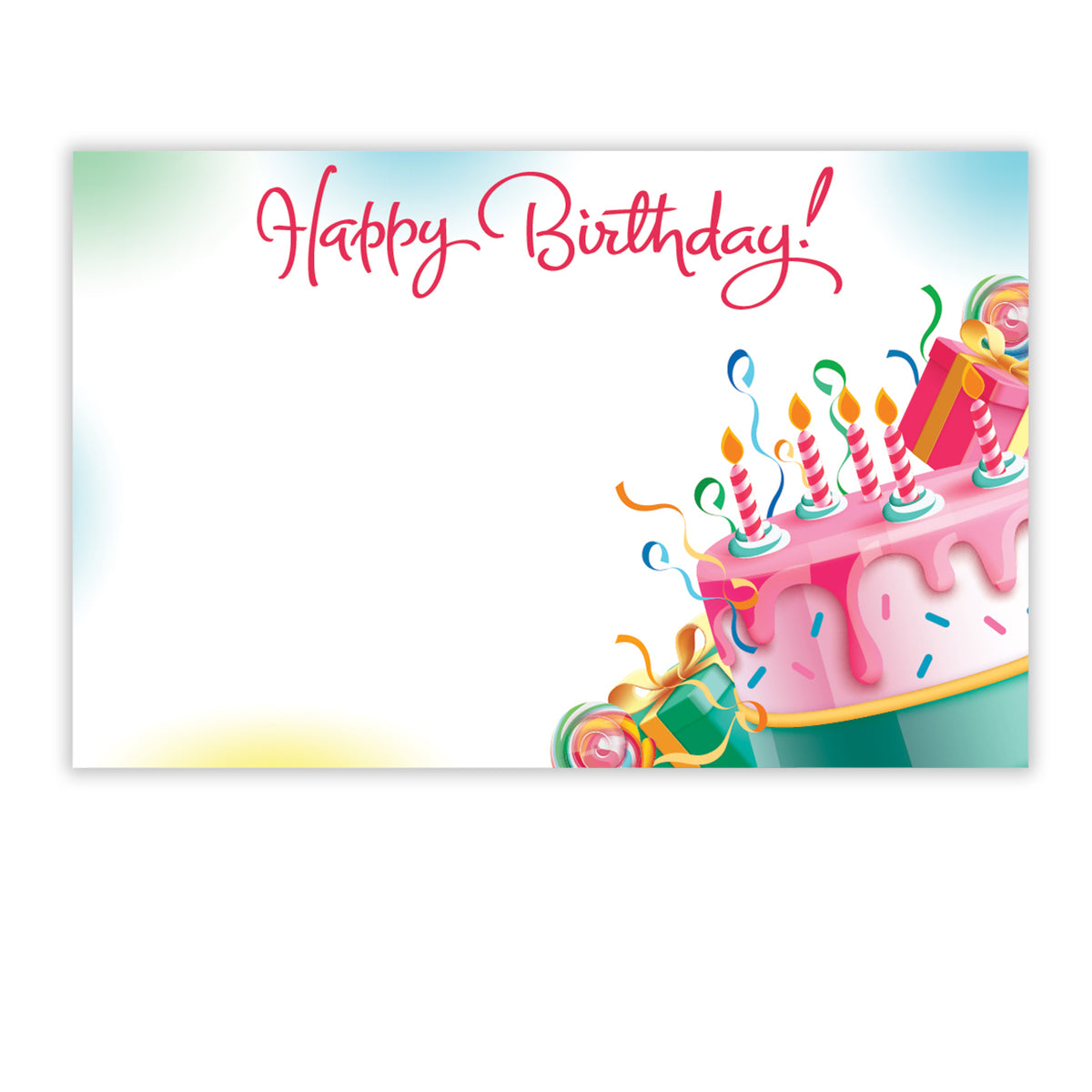 SP0706 | BIRTHDAY | "Happy Birthday" | Vibrant Cake w/Candles | 50Cards/Pkg